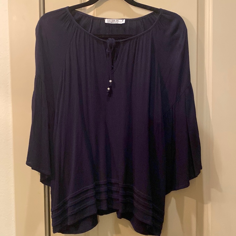 Navy blue 3/4 sleeve blouse
